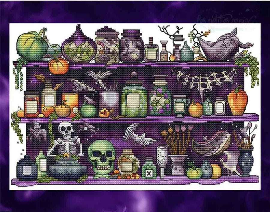 A stitched preview of the counted cross stitch pattern Halloween Potions by Les Petites Croix De Lucie