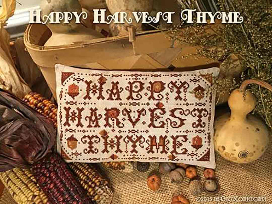 A stitched preview of the counted cross stitch pattern Happy Harvest Thyme by The Calico Confectionery