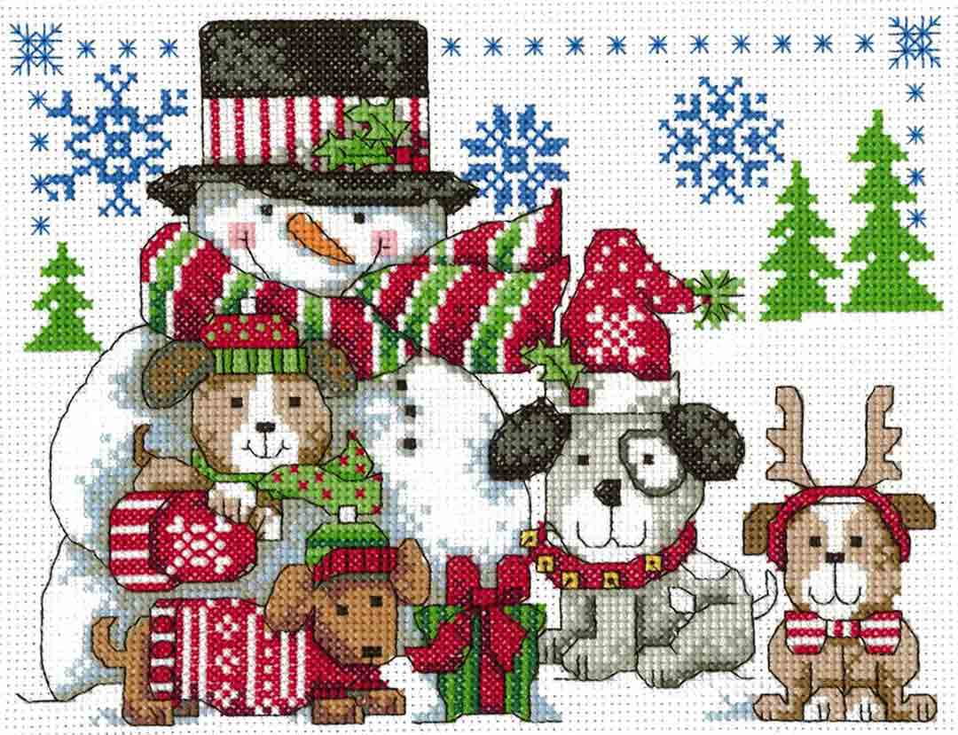A stitched preview of the counted cross stitch pattern Happy Howlidays by Diane Arthurs