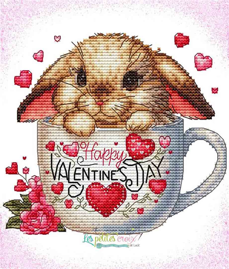 A stitched preview of the counted cross stitch pattern Happy Valentine's Day by Les Petites Croix De Lucie