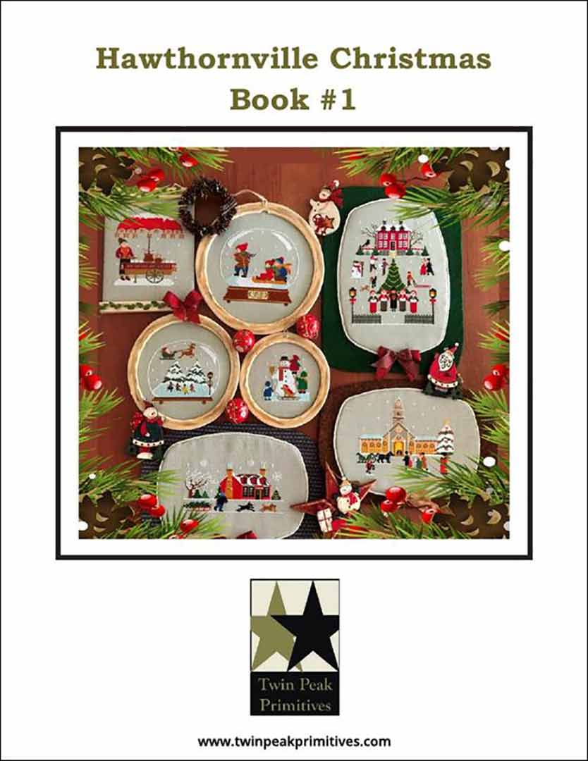 A stitched preview of the counted cross stitch pattern Hawthornville Christmas Book #1 by Twin Peak Primitives