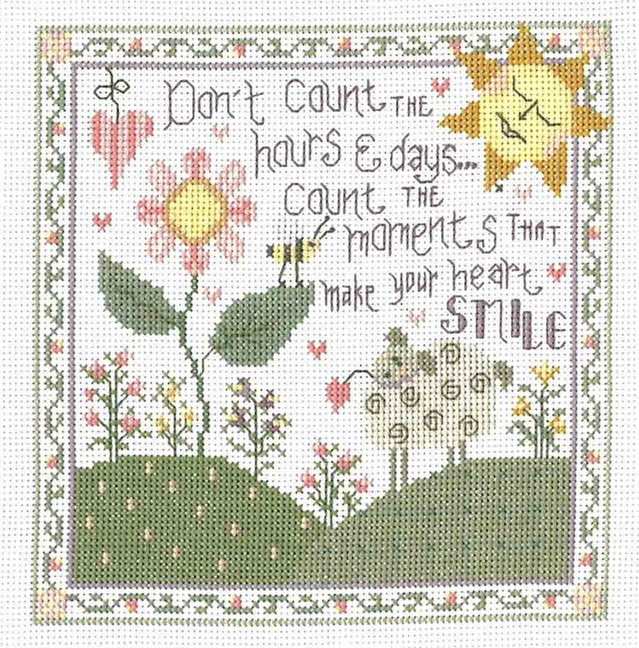 A stitched preview of the counted cross stitch pattern Heart Smiles by Gail Bussi