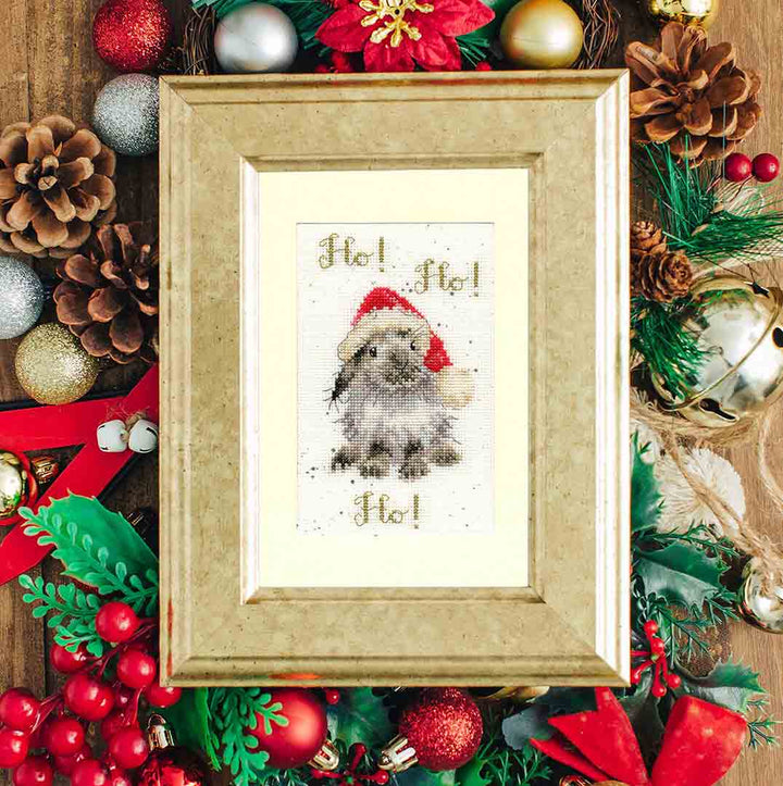 Stitched preview of Christmas Card - Ho! Ho! Ho! Counted Cross Stitch Kit