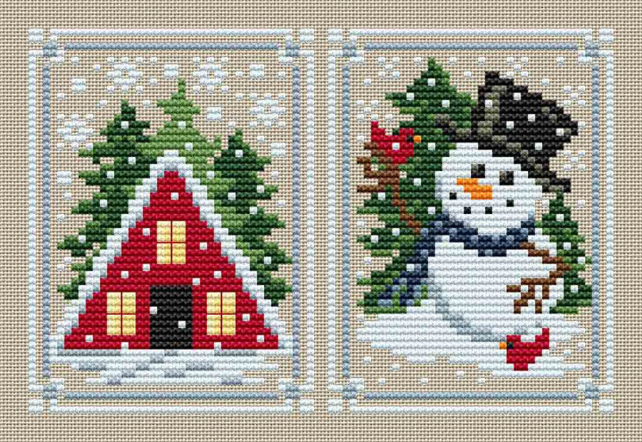 A stitched preview of the counted cross stitch pattern Holiday Collection 1 by Erin Elizabeth Designs