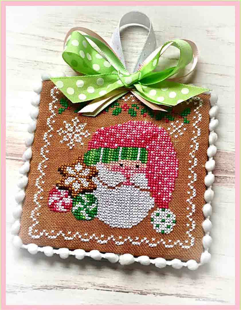 A stitched preview of the counted cross stitch pattern Holiday Kringle by Sugar Stitches Design