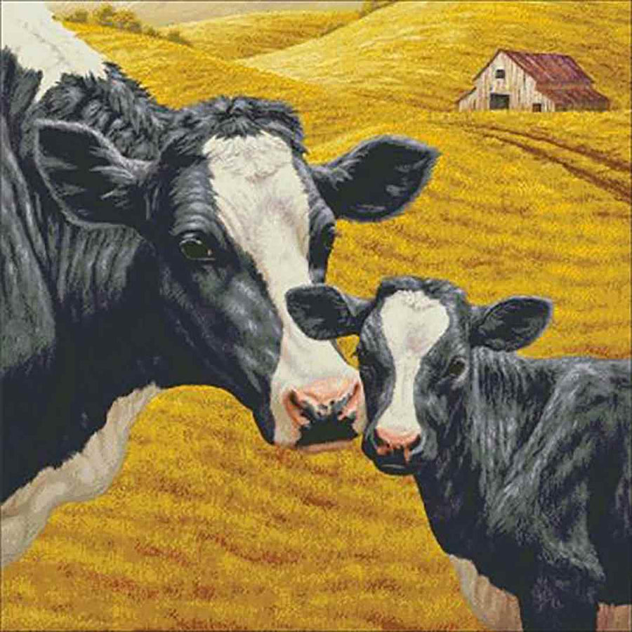 A stitched preview of the counted cross stitch pattern Holstein And Calf by Charting Creations