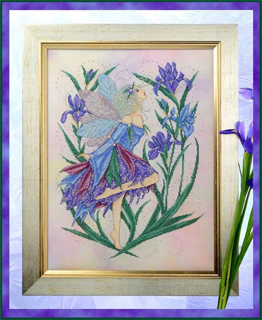 A stitched preview of the counted cross stitch pattern Iris Fairy by Joan A Elliott
