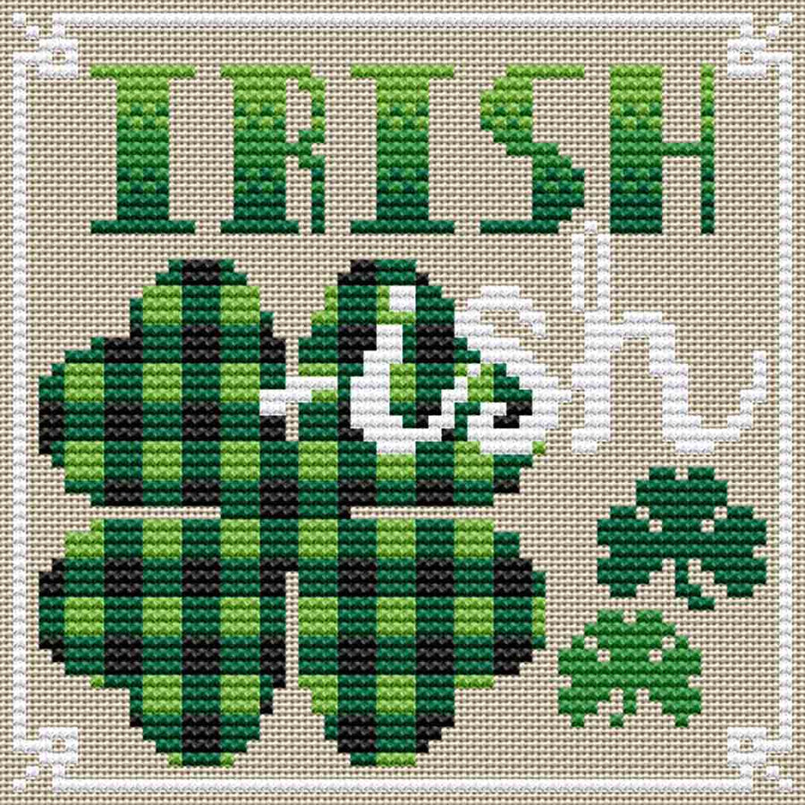 A stitched preview of the counted cross stitch pattern Irish-ish by Erin Elizabeth Designs