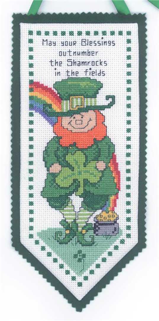 A stitched preview of the counted cross stitch pattern Irish Hang-Up by Diane Arthurs