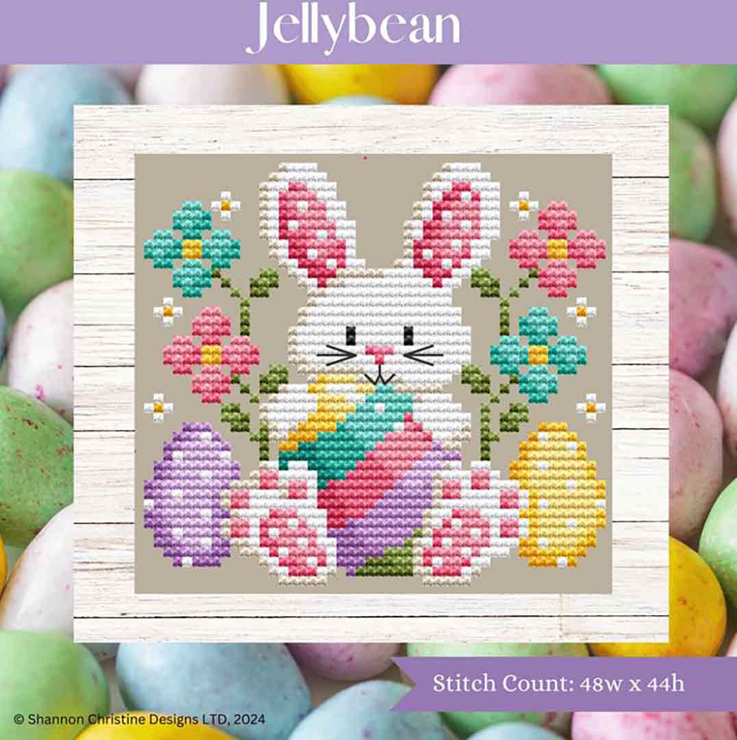 A stitched preview of the counted cross stitch pattern Jellybean by Shannon Christine Designs