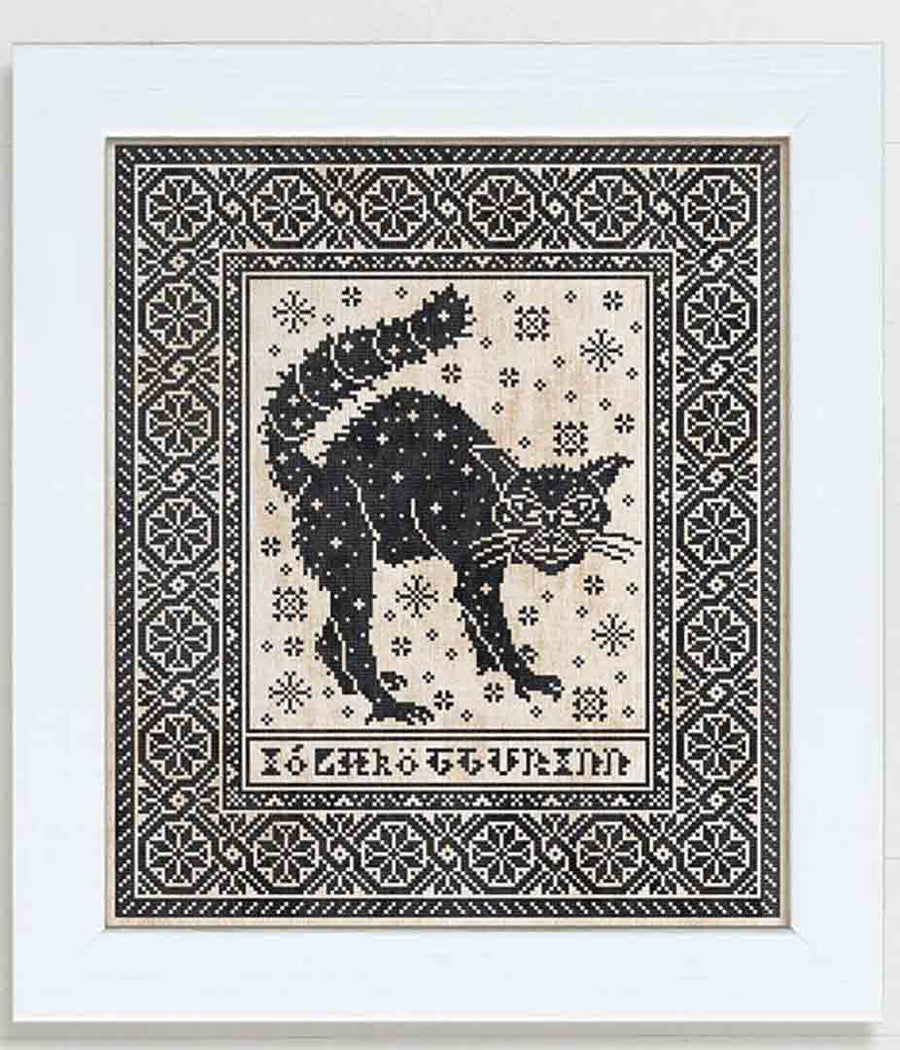 A stitched preview of the counted cross stitch pattern Jólakötturinn by Modern Folk Embroidery