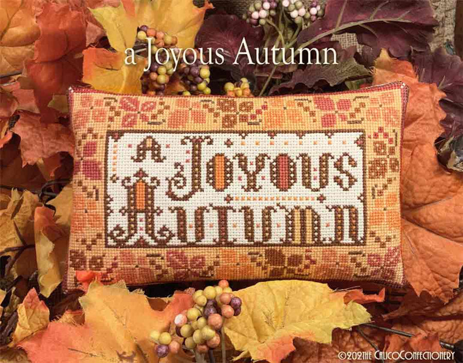 A stitched preview of the counted cross stitch pattern Joyous Autumn by The Calico Confectionery