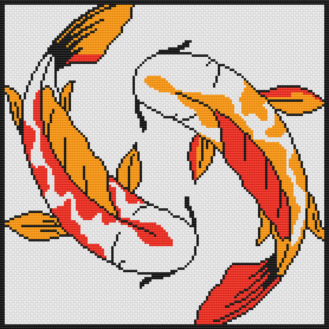Koi: Counted Cross Stitch Pattern and Kit