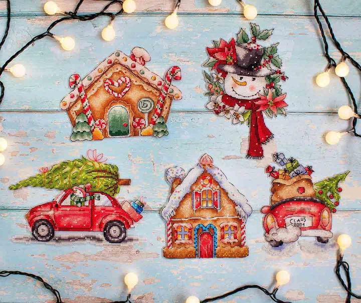 Stitched preview of Christmas Ornaments Counted Cross Stitch Kit