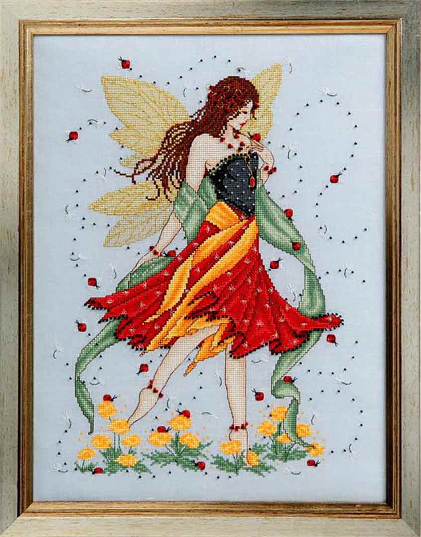 A stitched preview of the counted cross stitch pattern Ladybird Fairy by Joan A Elliott