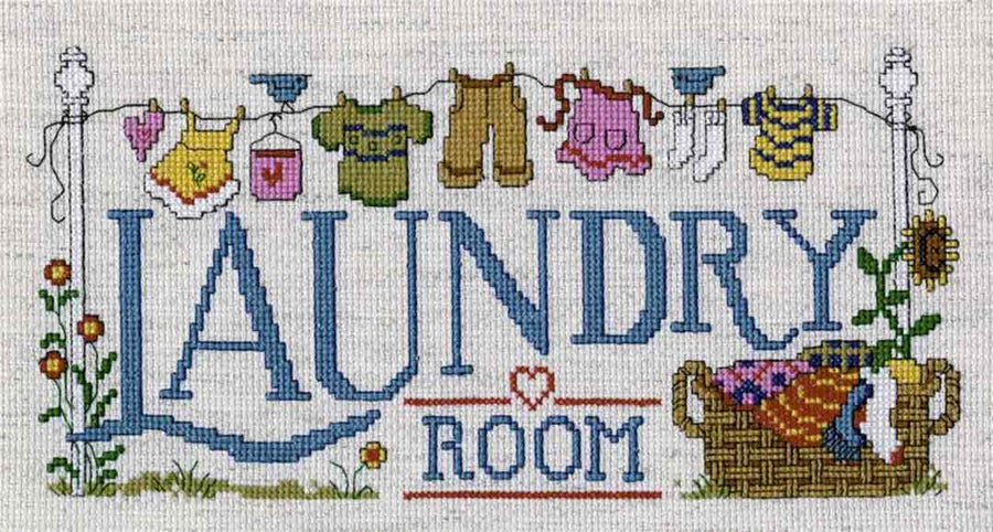 A stitched preview of the counted cross stitch pattern Laundry Room by Diane Arthurs