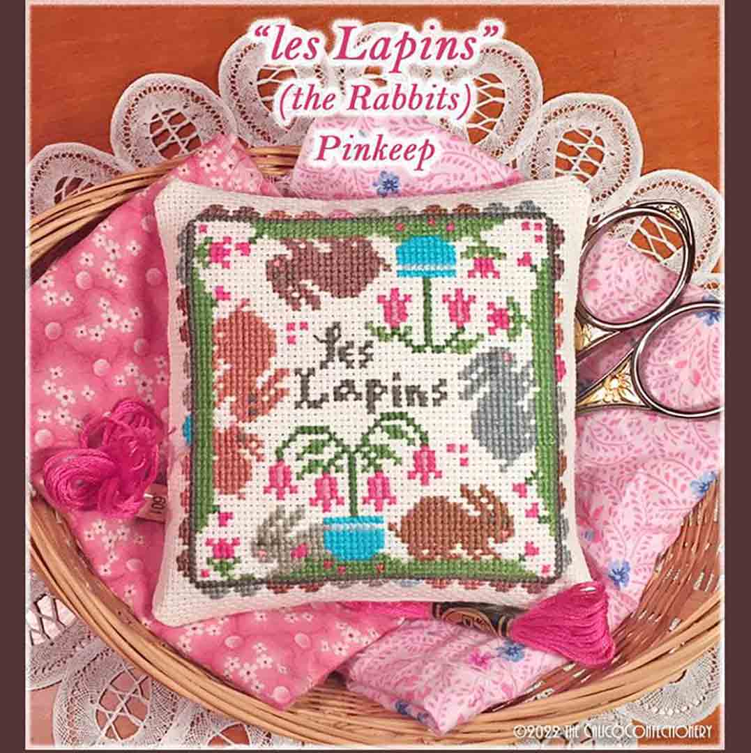 A stitched preview of the counted cross stitch pattern Les Lapins by The Calico Confectionery
