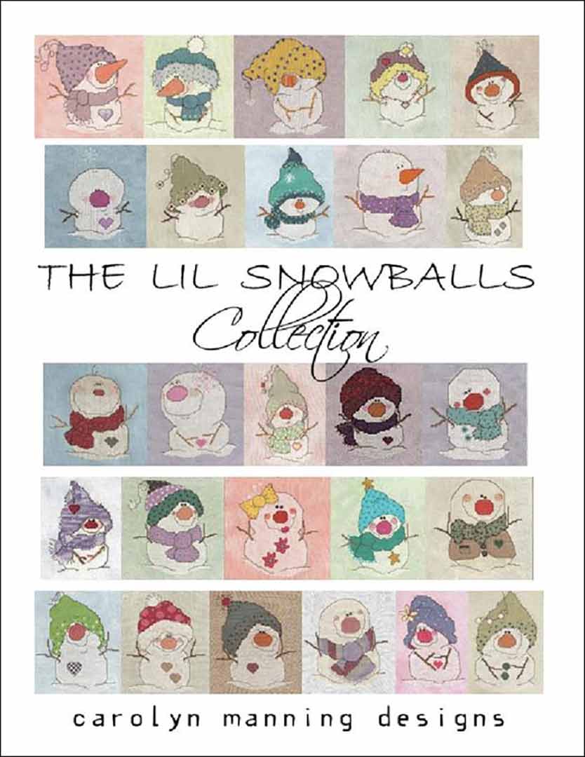 An image of the cover of the counted cross stitch pattern Lil Snowballz Collection by Carolyn Manning Designs