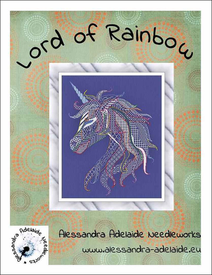 An image of the cover of the counted cross stitch pattern Lord of Rainbow by Alessandra Adelaide