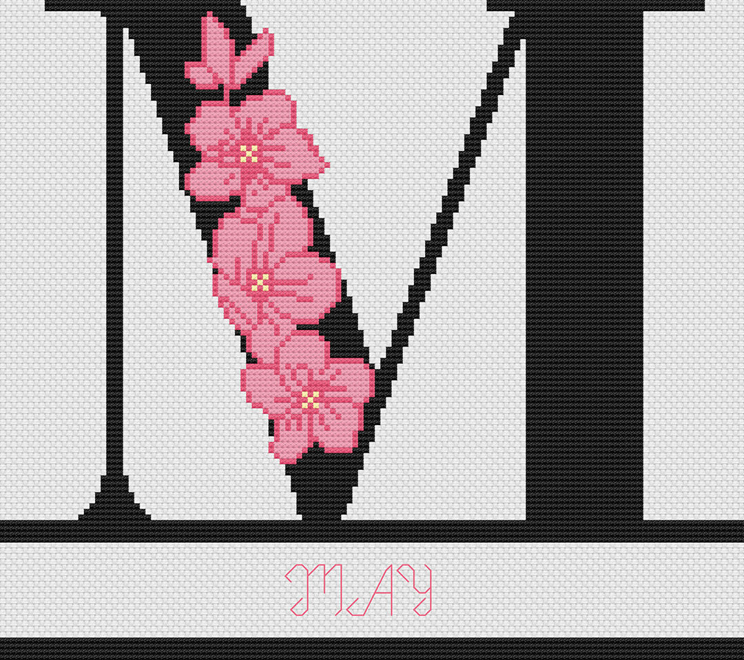 M is for May: Free Printable Counted Cross Stitch Pattern