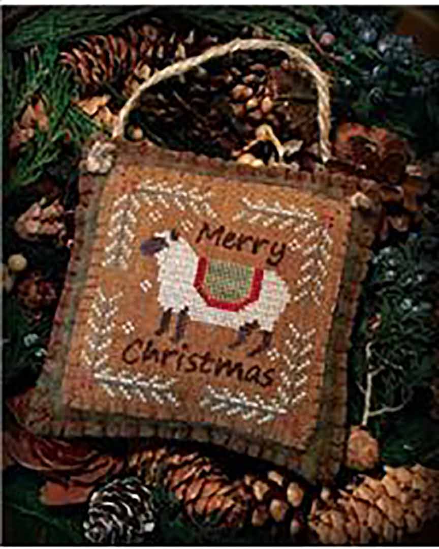 A stitched preview of the counted cross stitch pattern Merry Christmas Ewe by The Woolly Ewe