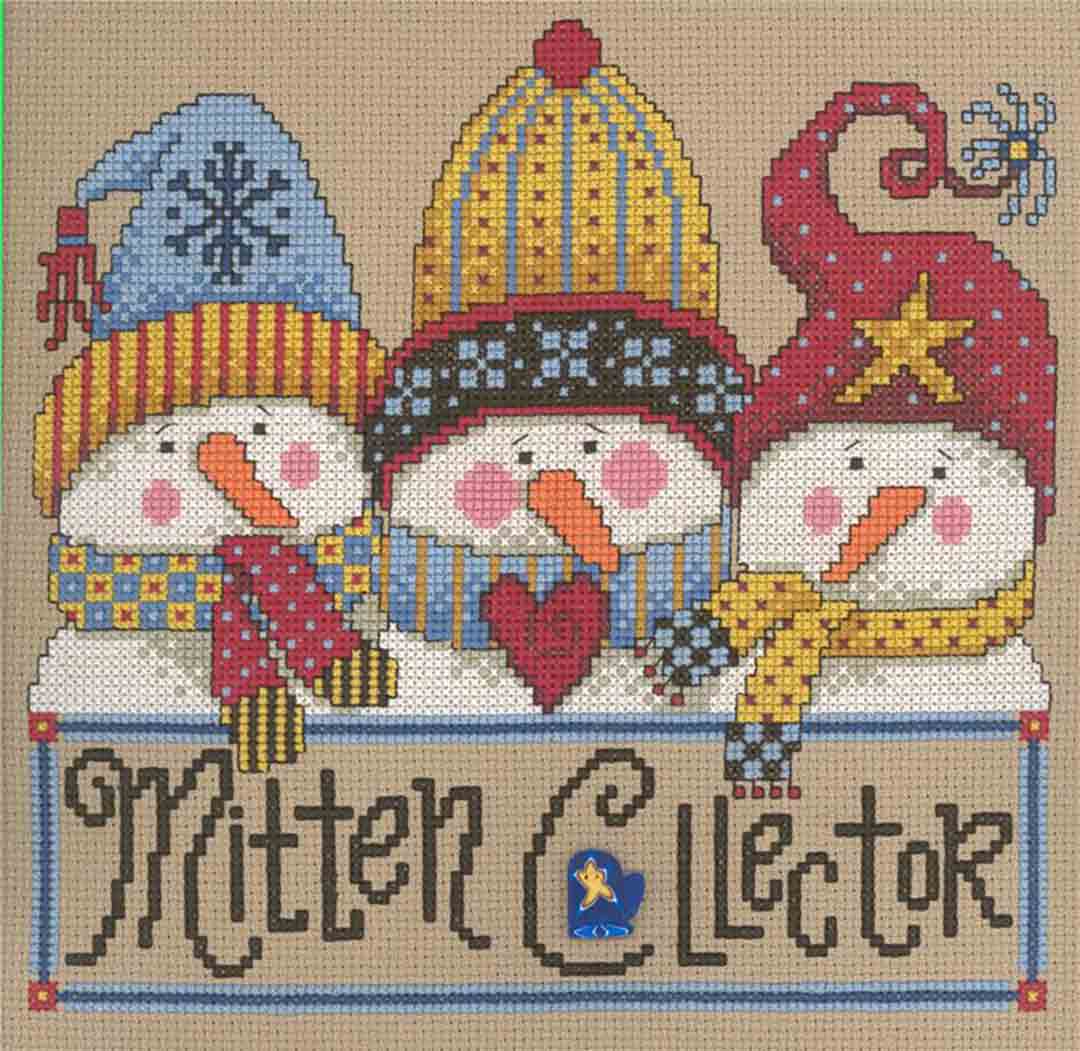  stitched preview of the counted cross stitch pattern Mitten Collector by Diane Arthurs