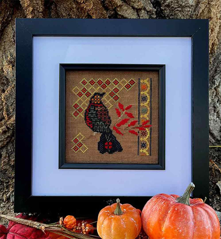 A stitched preview of the counted cross stitch pattern Mystery by Jan Hicks Creates