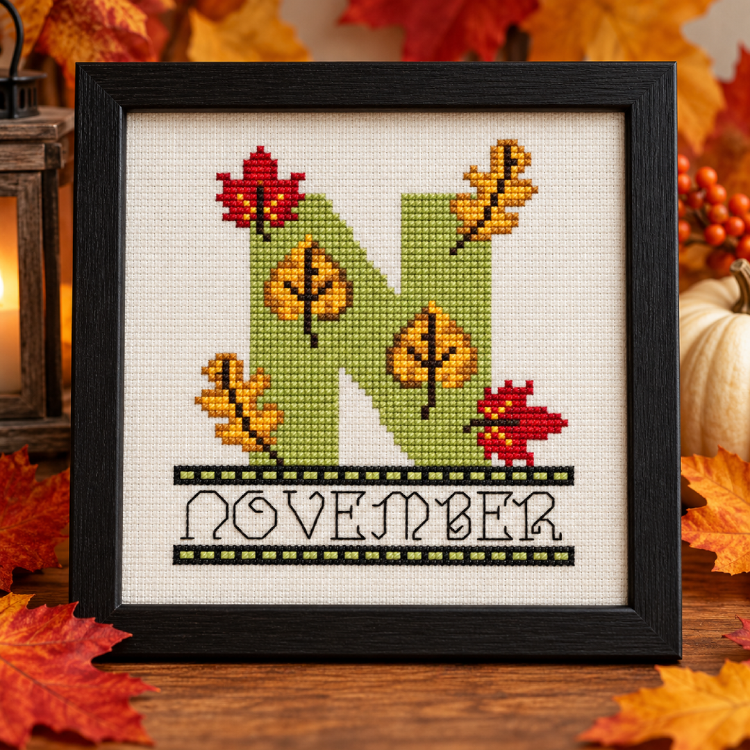 N is for November: Free Printable Counted Cross Stitch Pattern