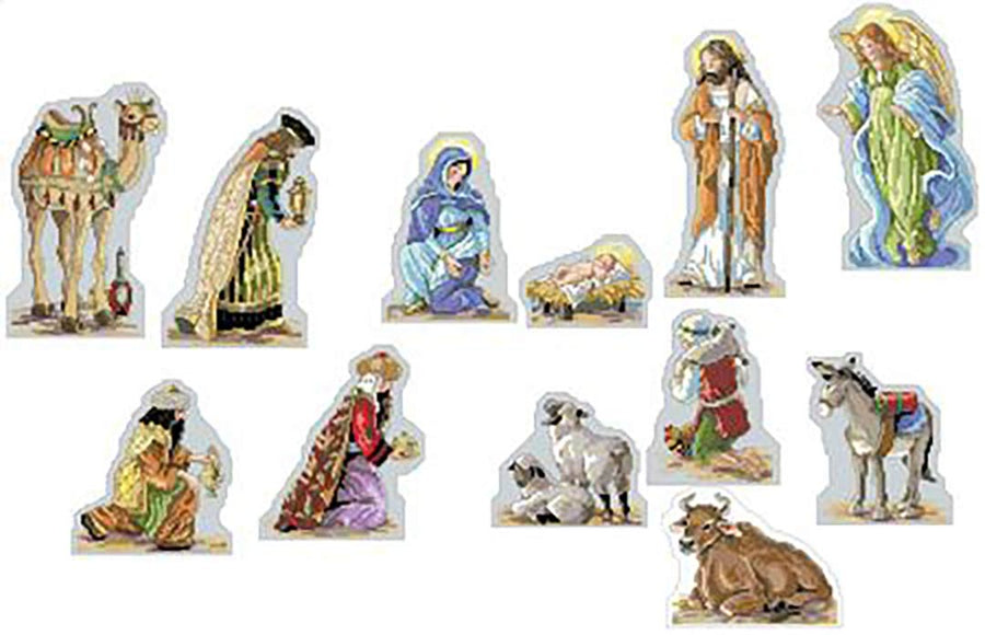 A stitched preview of the counted cross stitch pattern Nativity Figures by Kooler Design Studio