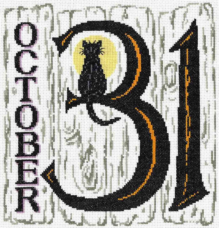 A stitched preview of the counted cross stitch pattern October 31st by Ursula Michael