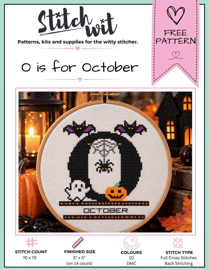 O is for October: Free Printable Counted Cross Stitch Pattern