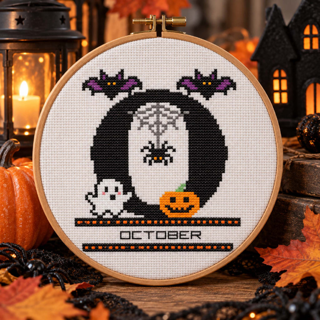 O is for October: Free Printable Counted Cross Stitch Pattern