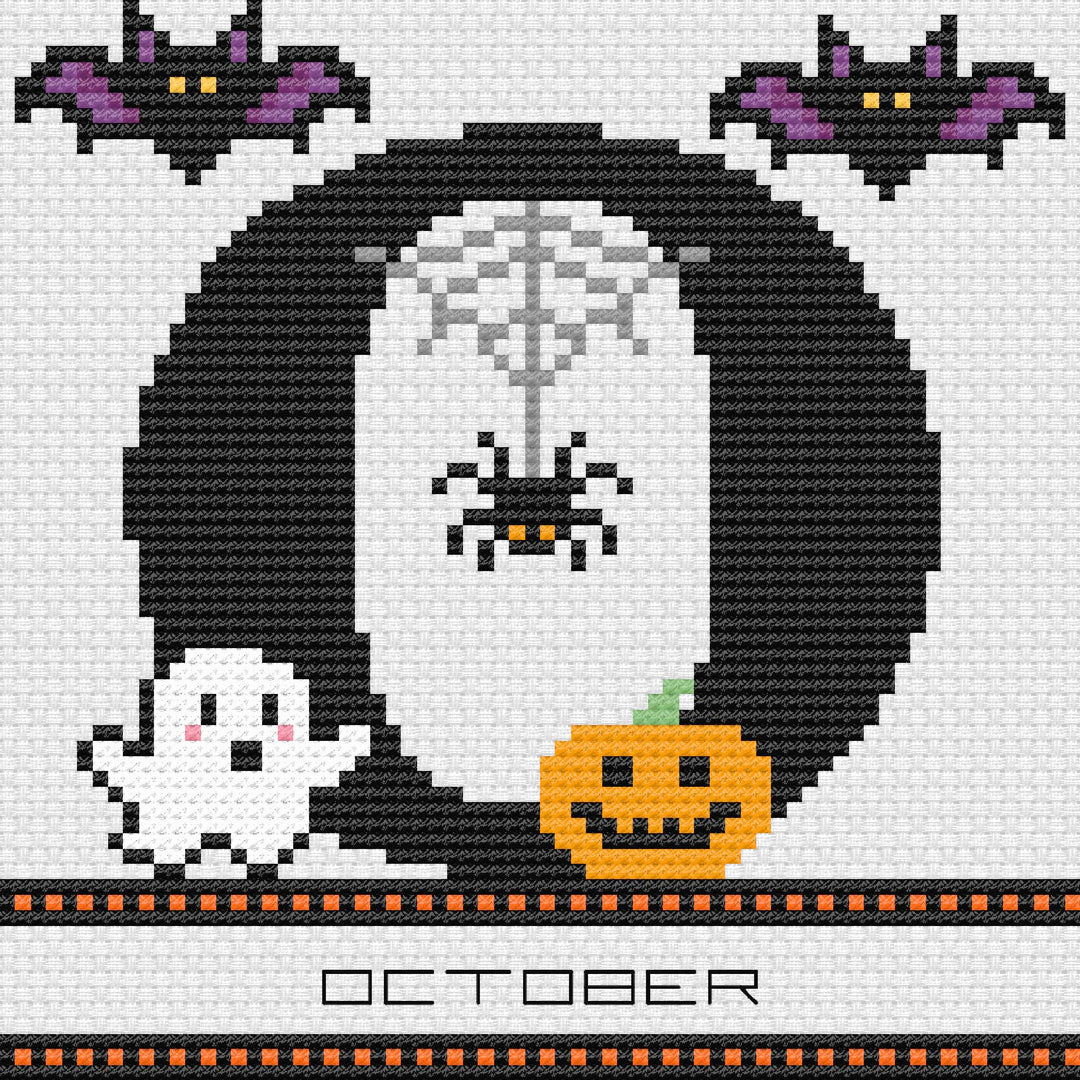 O is for October: Free Printable Counted Cross Stitch Pattern