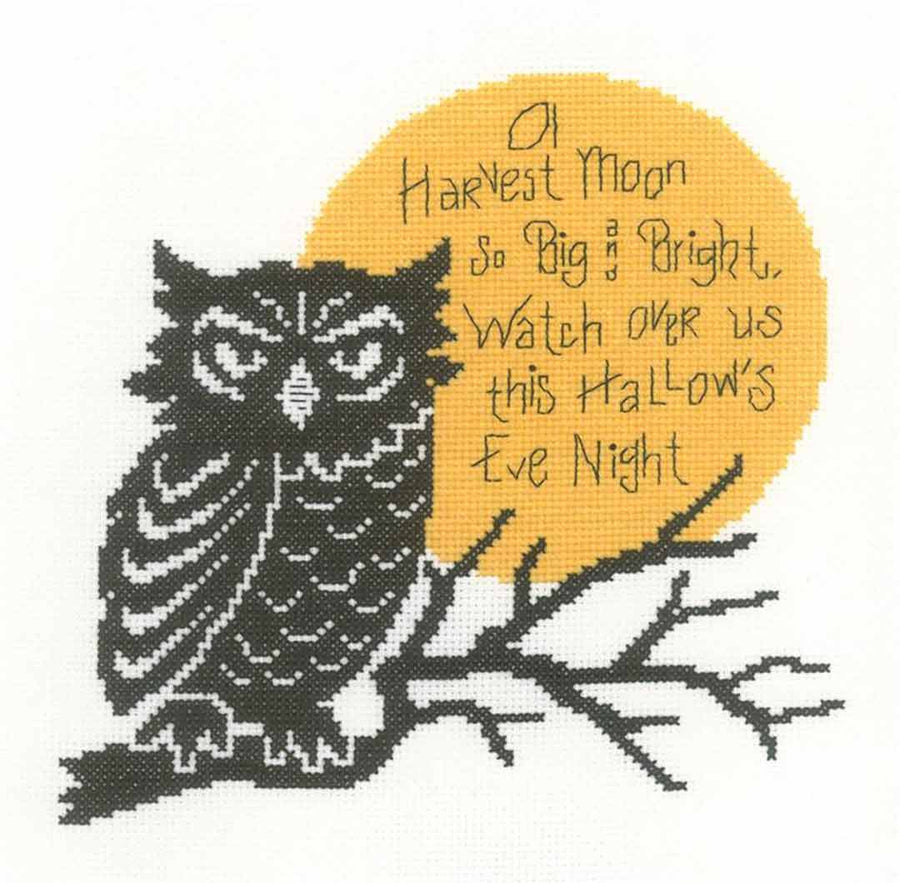 A stitched preview of the counted cross stitch pattern Ol Harvest Moon by Diane Arthurs