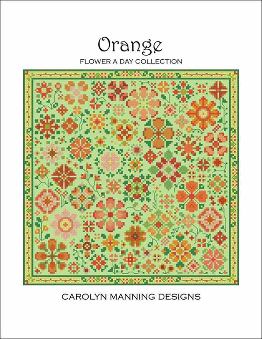 A stitched preview of the counted cross stitch pattern Orange (Flower A Day Collection) by Carolyn Manning Designs