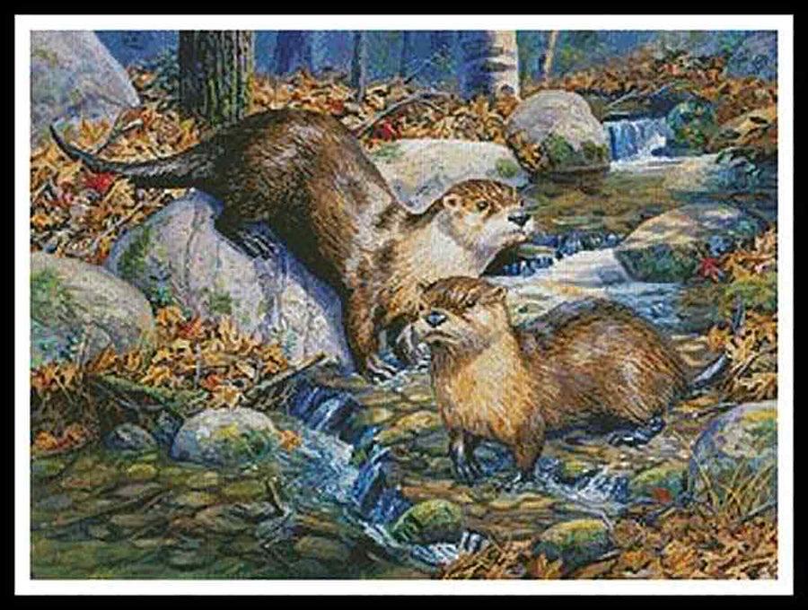 A stitched preview of the counted cross stitch pattern Otter Nonsense by Artecy Cross Stitch