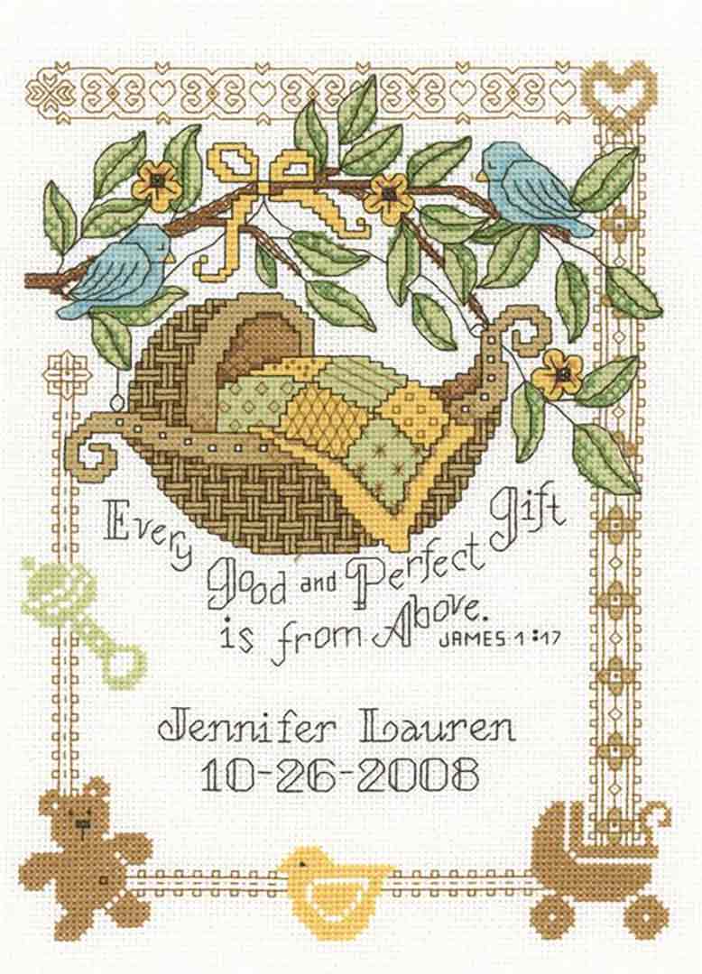 A stitched preview of the counted cross stitch pattern Perfect Gift by Diane Arthurs