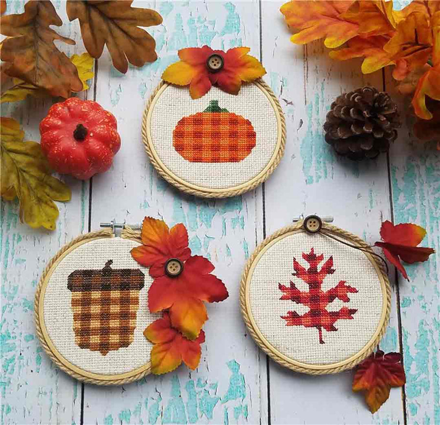 A stitched preview of the counted cross stitch pattern Plaid Autumn by KEB Studio Creations