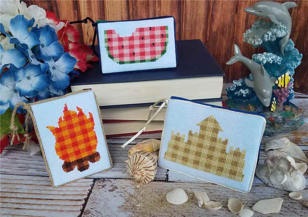 A stitched preview of the counted cross stitch pattern Plaid Summer by KEB Studio Creations