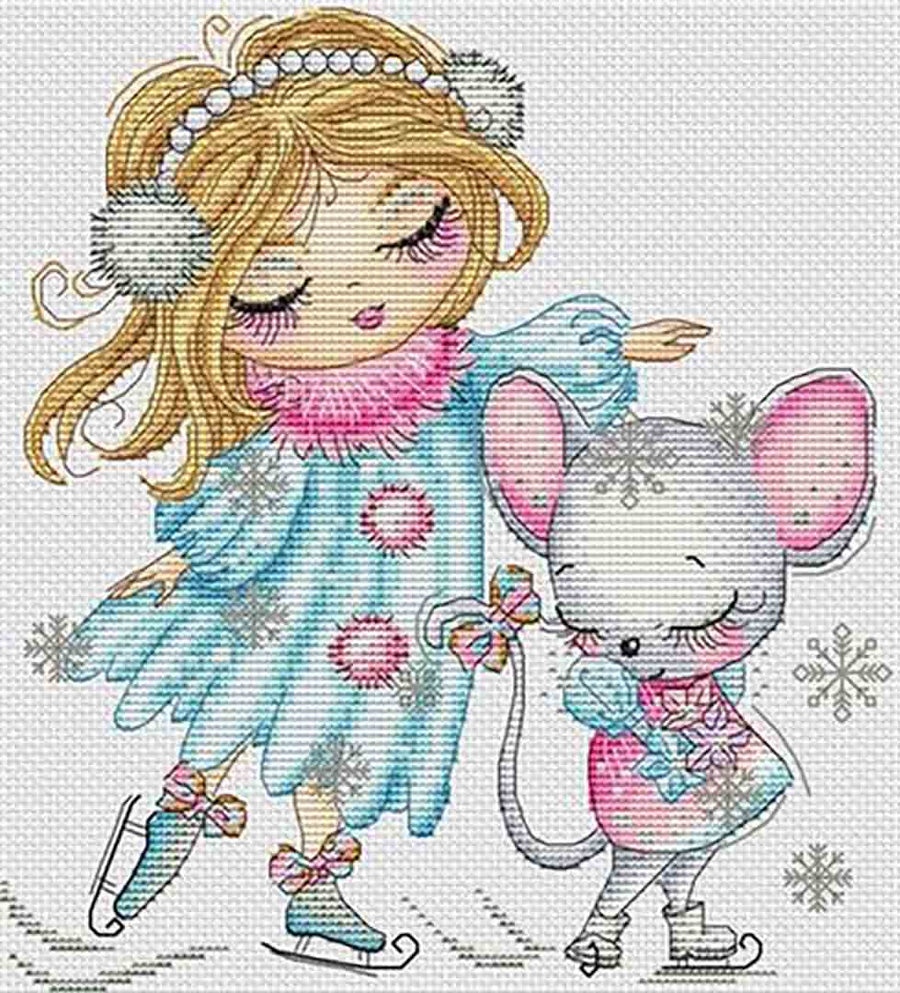 A stitched preview of the counted cross stitch pattern Plaisirs d'Hiver by Les Petites Croix De Lucie