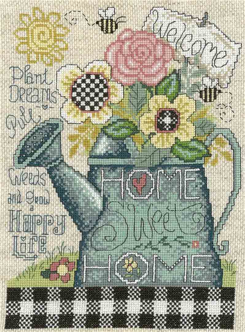 A stitched preview of the counted cross stitch pattern Plant, Pull And Grow by Diane Arthurs