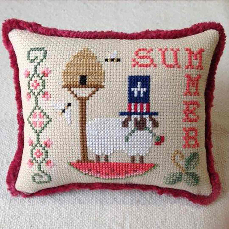 A stitched preview of the counted cross stitch pattern Plum Petite Seasons Collection - Summer by Plum Pudding NeedleArt