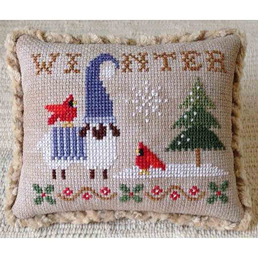 A stitched preview of the counted cross stitch pattern Plum Petite Seasons Collection - Winter by Plum Pudding NeedleArt