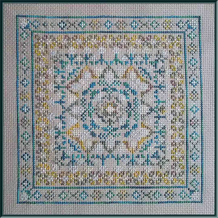 A stitched preview of the counted cross stitch pattern Prairie Morning by Carolyn Manning Designs
