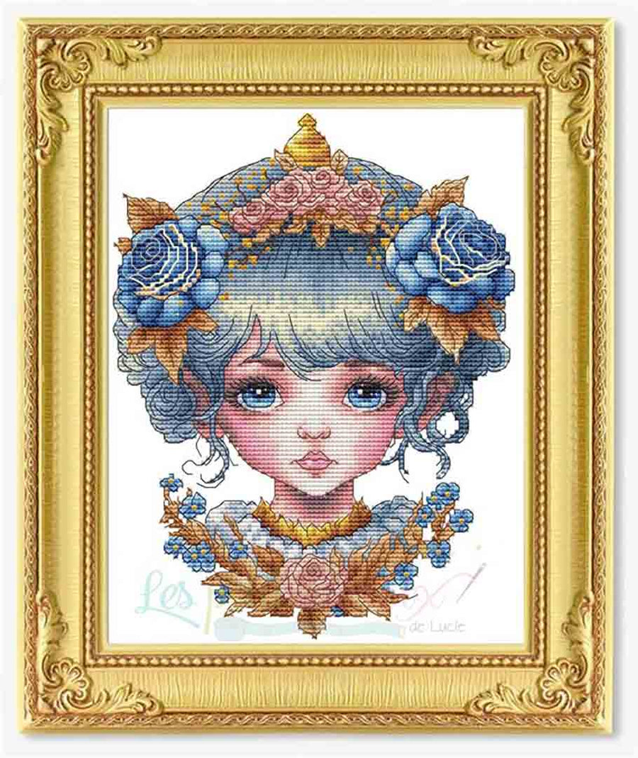 A stitched preview of the counted cross stitch pattern Princess Blue by Les Petites Croix De Lucie