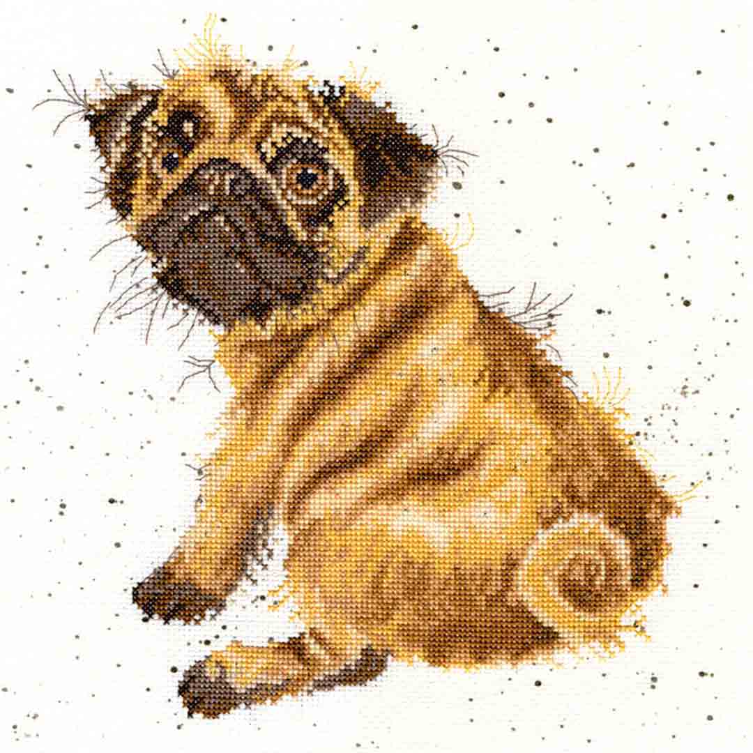 Stitched preview of Pug Counted Cross Stitch Kit