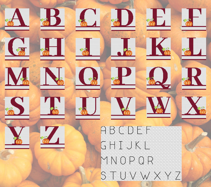 Pumpkin Monograms: Counted Cross Stitch Pattern