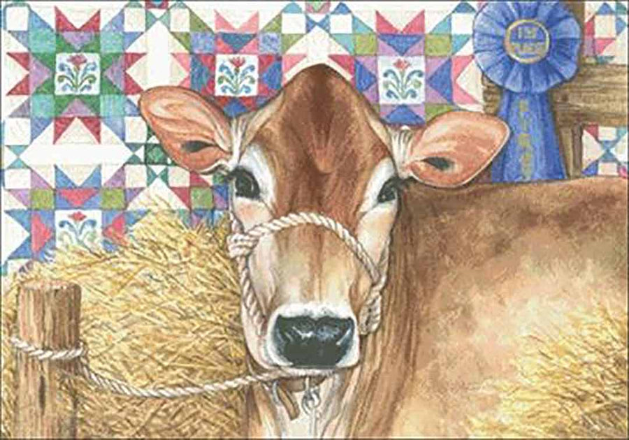 A stitched preview of the counted cross stitch pattern Quilt Cow by Charting Creations