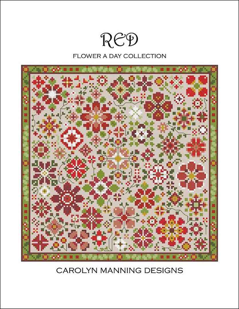 An image of the cover of the counted cross stitch pattern Red (Flower A Day Collection) by Carolyn Manning Designs