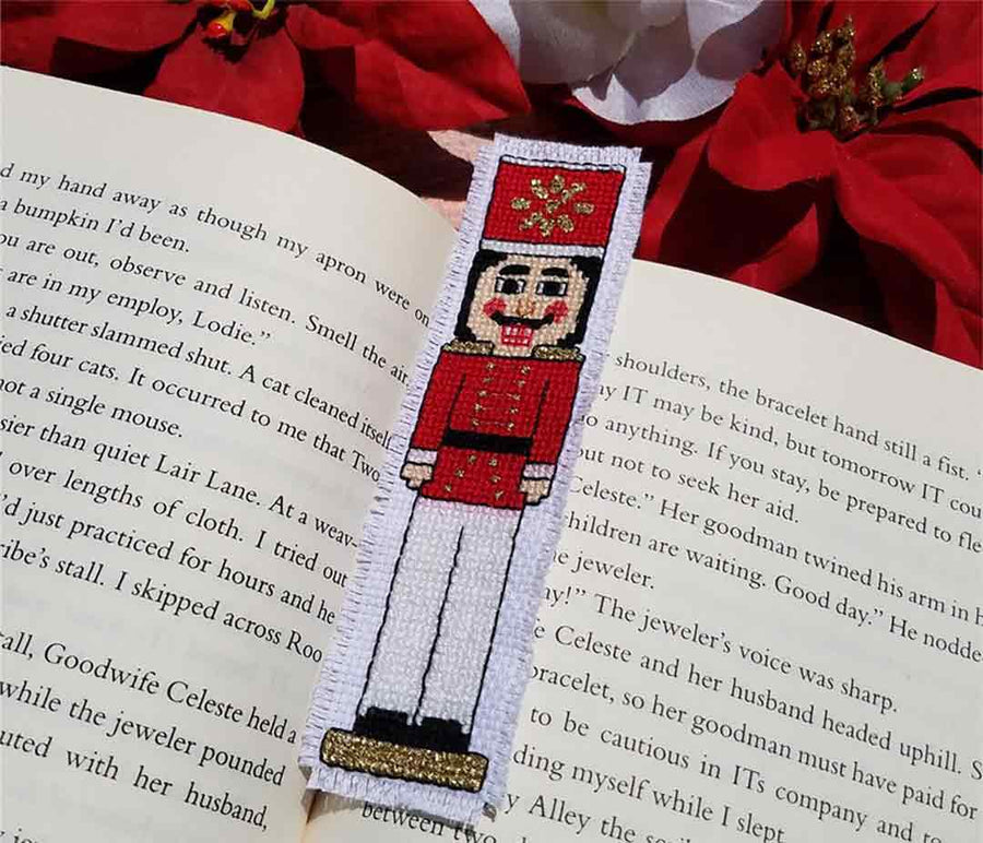 A stitched preview of the counted cross stitch pattern Red Nutcracker by KEB Studio Creations